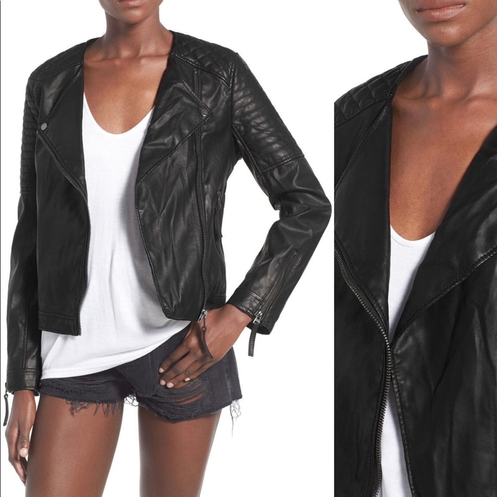 Topshop Faux Leather Biker Jacket